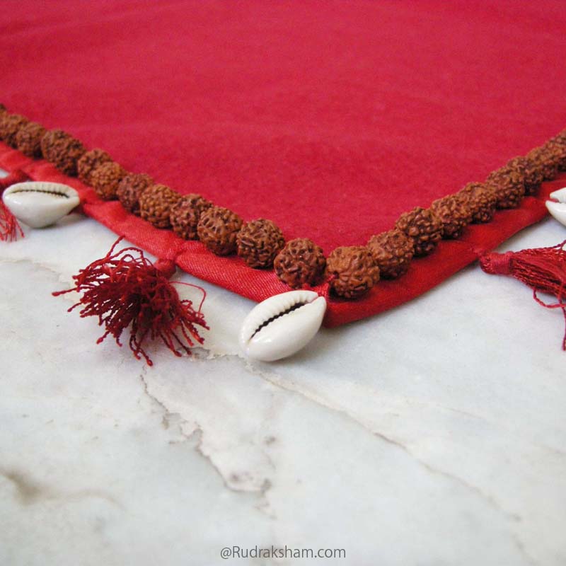 Woolen Puja Asana Red with Rudraksha