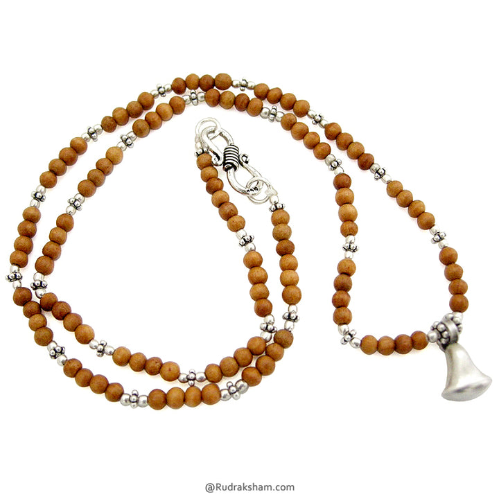 3mm White Sandalwood Silver Necklace