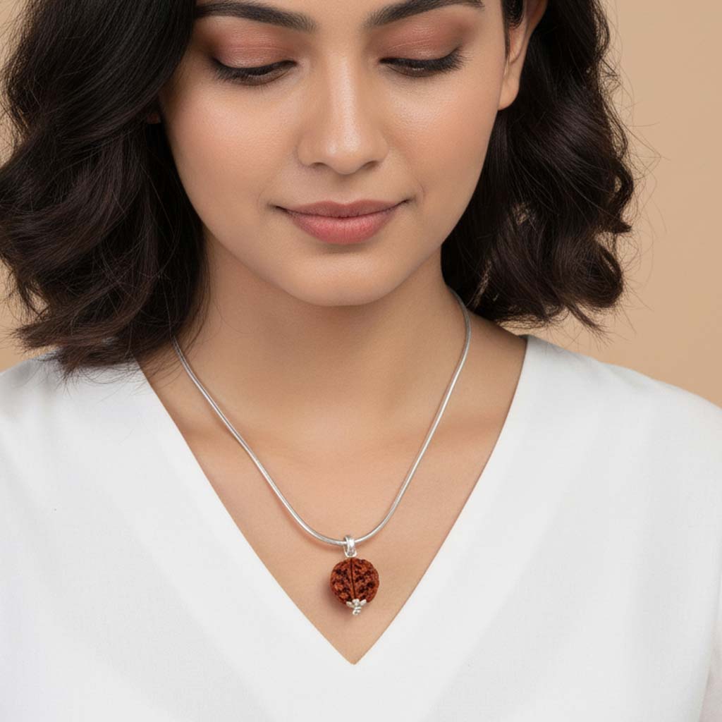 Original Three Faced Nepal Rudraksha Bead St. Steel Chain