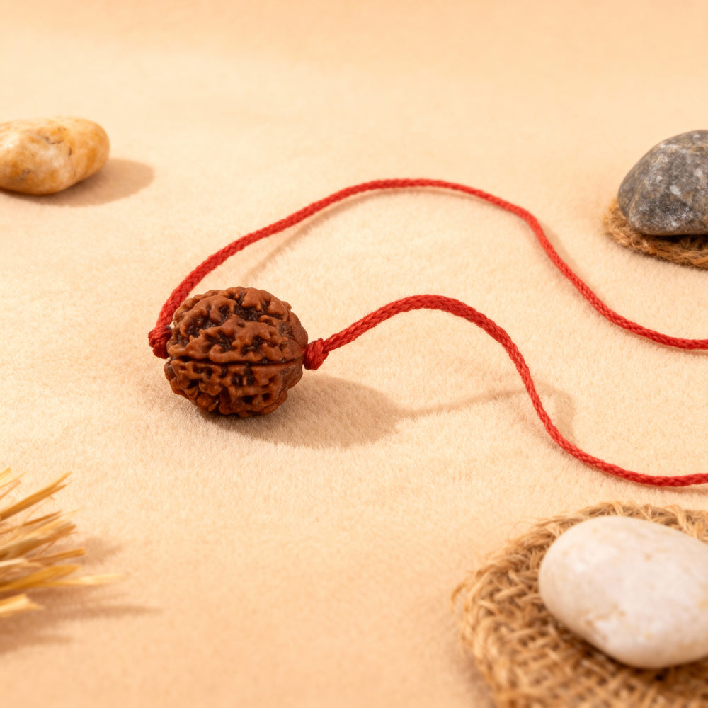 Original Three Faced Nepal Rudraksha Bead Medium In Thread