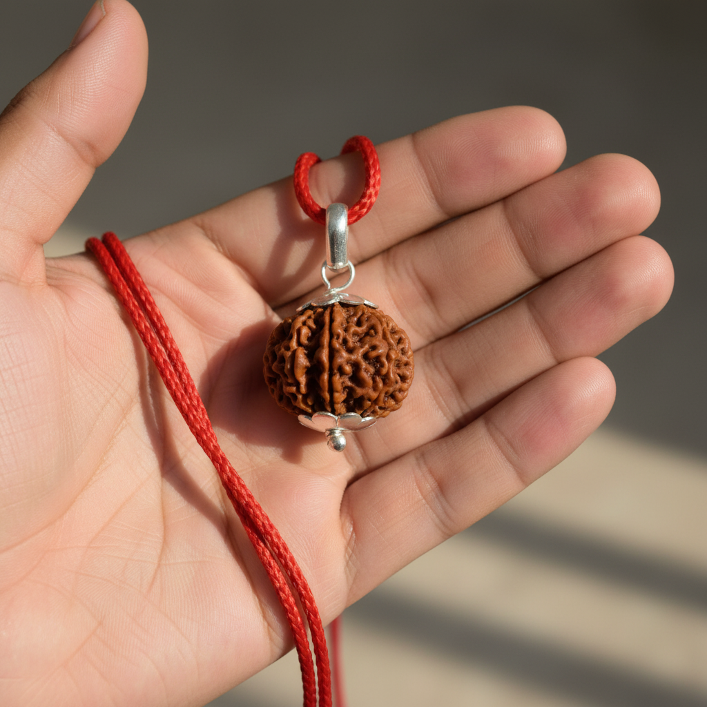 9 Mukhi Nepali Rudraksha, Nau Mukhi - Protection, Courage & Obstacle Removal Medium Copper Cap