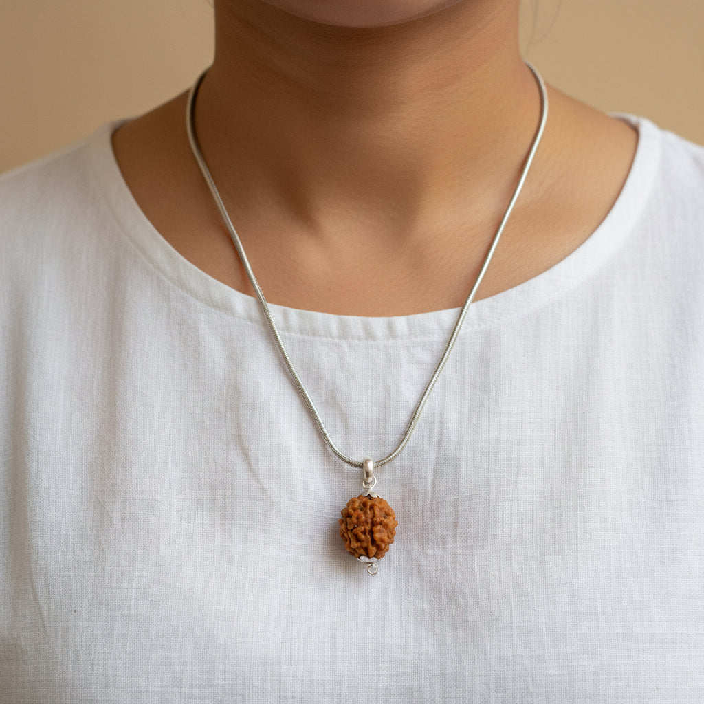 2 Mukhi Rudraksha Bead: Unity & Harmony (Indian / Nepal Origin) St. Steel Chain
