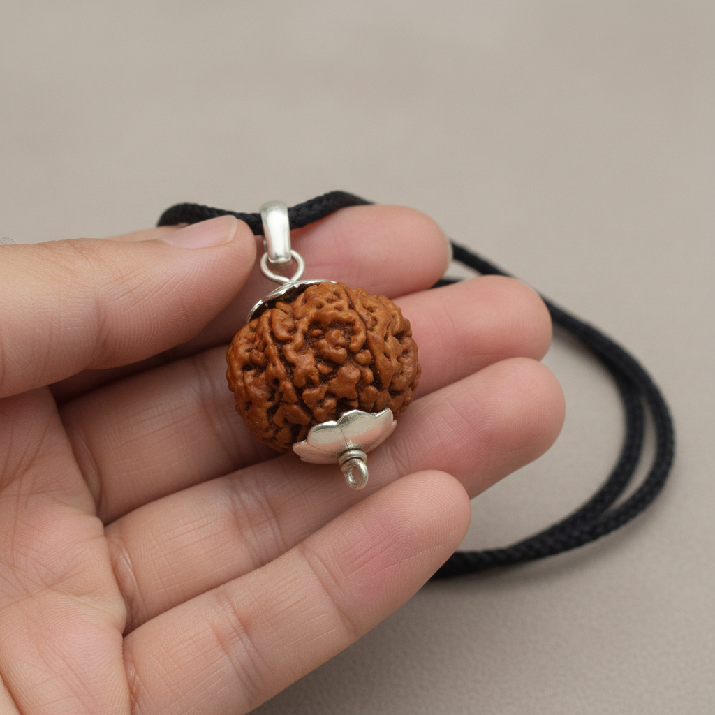 9 Mukhi Nepali Rudraksha, Nau Mukhi - Protection, Courage & Obstacle Removal Large Copper Cap