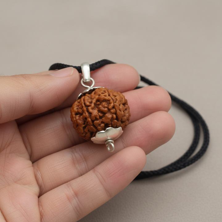 9 Mukhi Nepali Rudraksha, Nau Mukhi - Protection, Courage & Obstacle Removal Large Copper Cap