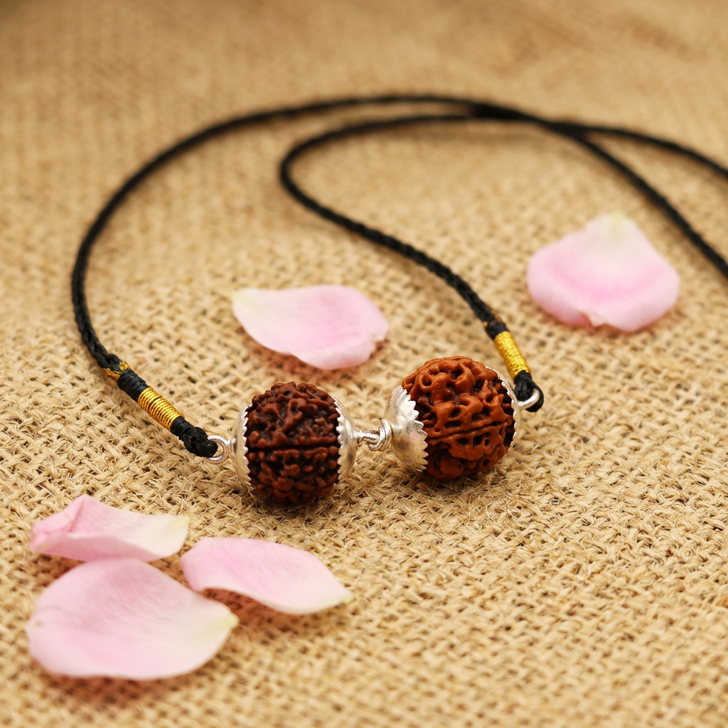 Taurus (Vrish) Stability & Wisdom Bundle - 4 & 7 Mukhi Rudraksha Medium Copper Cap