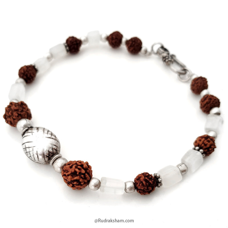 Grey Moonstone with Rudraksha Beads Bracelet
