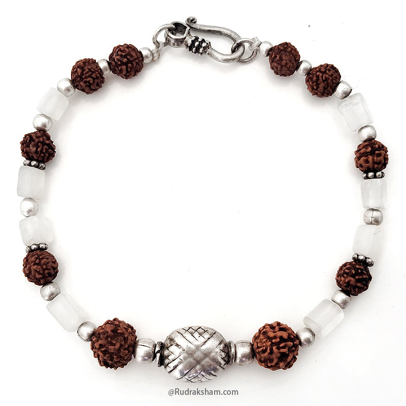 Grey Moonstone with Rudraksha Beads Bracelet