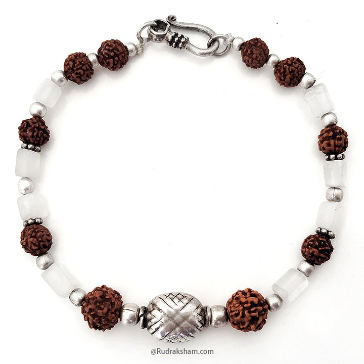 Grey Moonstone with Rudraksha Beads Bracelet