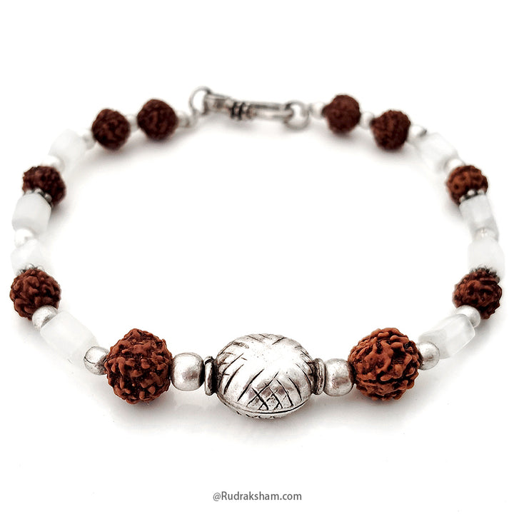 Grey Moonstone with Rudraksha Beads Bracelet