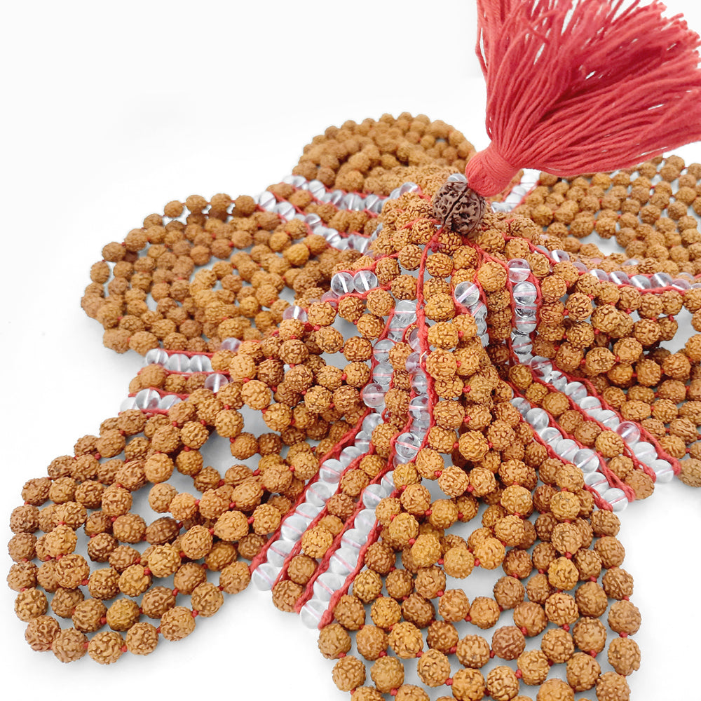 Rudraksha Sphatik Hat | Rudraksha Sphatik / Crystal Meditation Cap | Rudraksha Quartz Beads Cap | Rudraksha Crystal / Quartz Topi