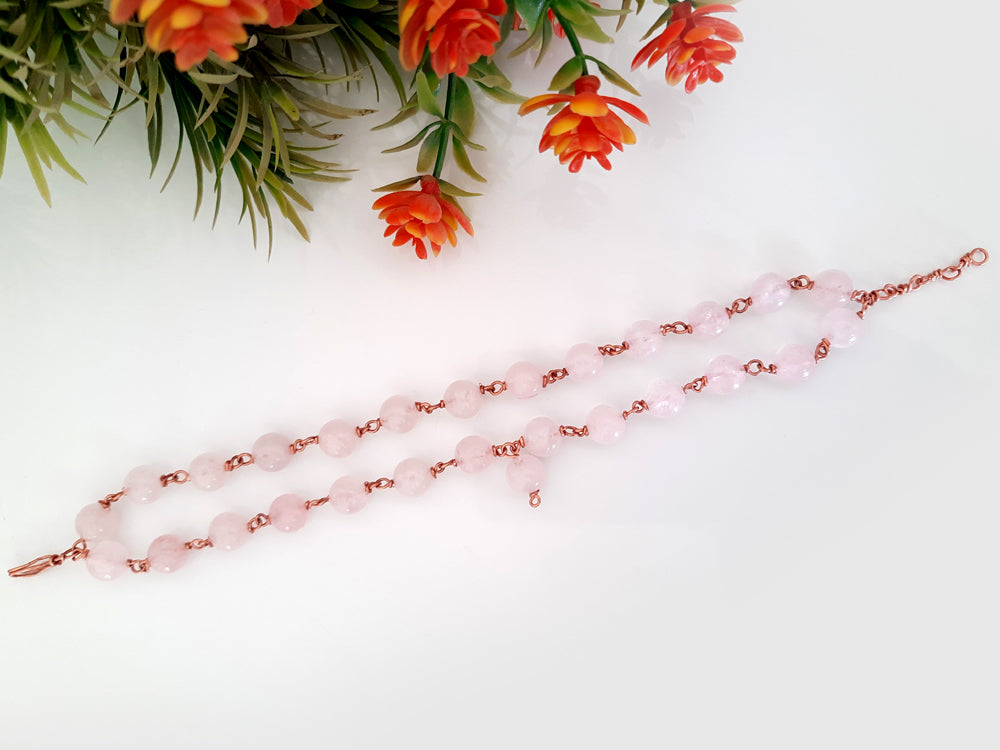 Rose Quartz Bracelet in Copper
