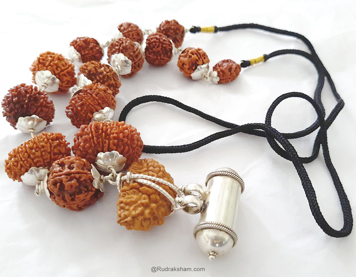 INDRA ki MALA Fine Rudraksha Beads | Buy Original Siddh Indra mala | 1 to 14 Mukhi Rudraksha Beads Mala with Ganesh