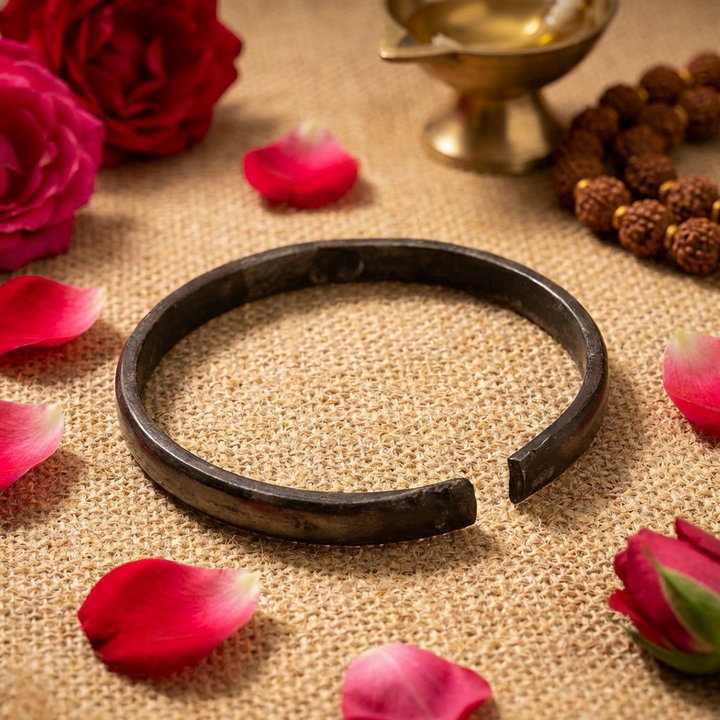 Black Horse Shoe Bracelet - Shani Kada, Energised Original Horse Shoe Kada for Good Luck, Real Black Horse Shoe Iron Bracelet - remove malefic effect of Saturn
