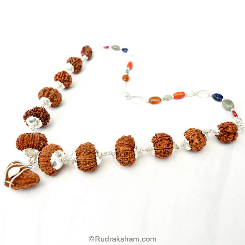 1-13 Mukhi Fine Rudraksha Beads Kantha Mala | 9 Navratna Gemstone Beads | Energised and Original Rudraksha Beads Configuration - 5
