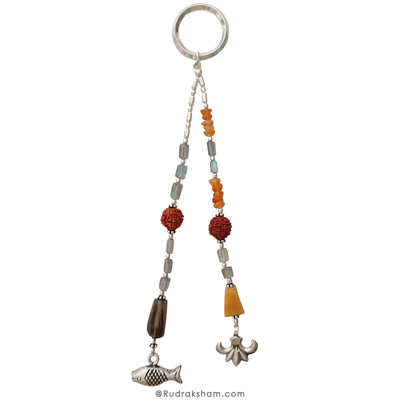 Labradorite and Carnelian Key Chain