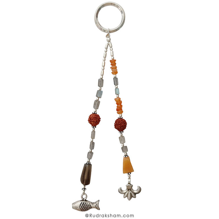 Labradorite and Carnelian Key Chain