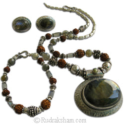 Labradorite - Rudraksha Jewelry Set