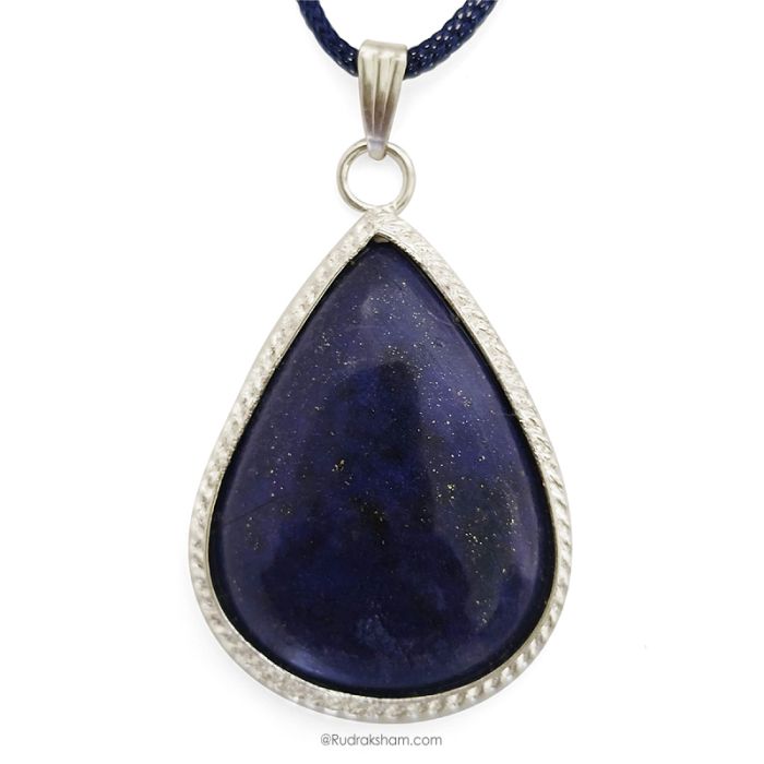 Lapis Lazuli Stone Pendant Necklace, Original Lapis Lazuli Pendant in Metal | Lapis Lazuli Gemstone Chakra Pendant