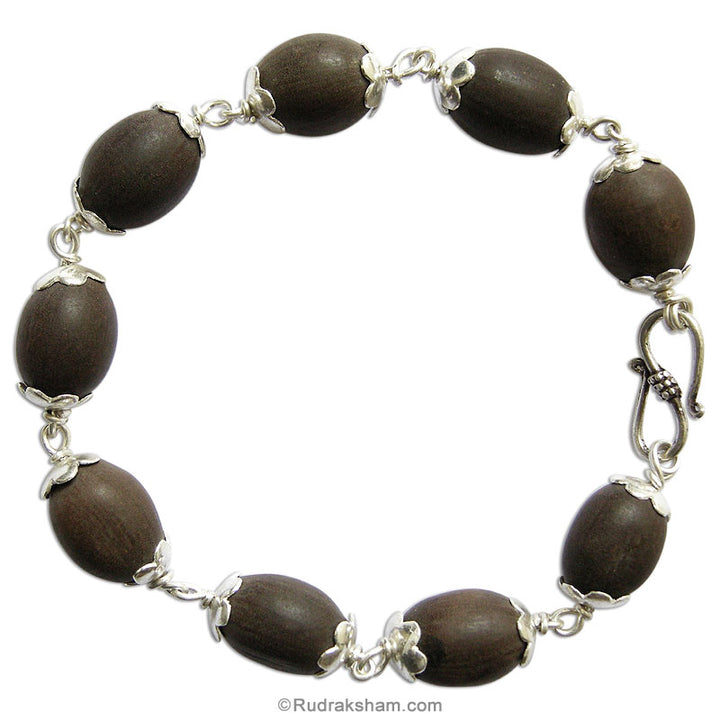 Lotus Seed Silver Bracelet | Kamal Gatta Seed Bead Bracelet with Silver Caps and Wire | MahaLakshmi Bracelet