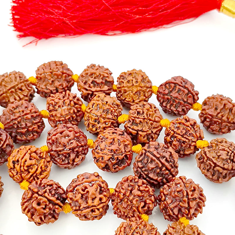 7 Mukhi Rudraksha Nepalese Japa Mala in Thread | 54 Beads Kantha Mala Necklace Seven Mukhi | Meditation Mala Rosary