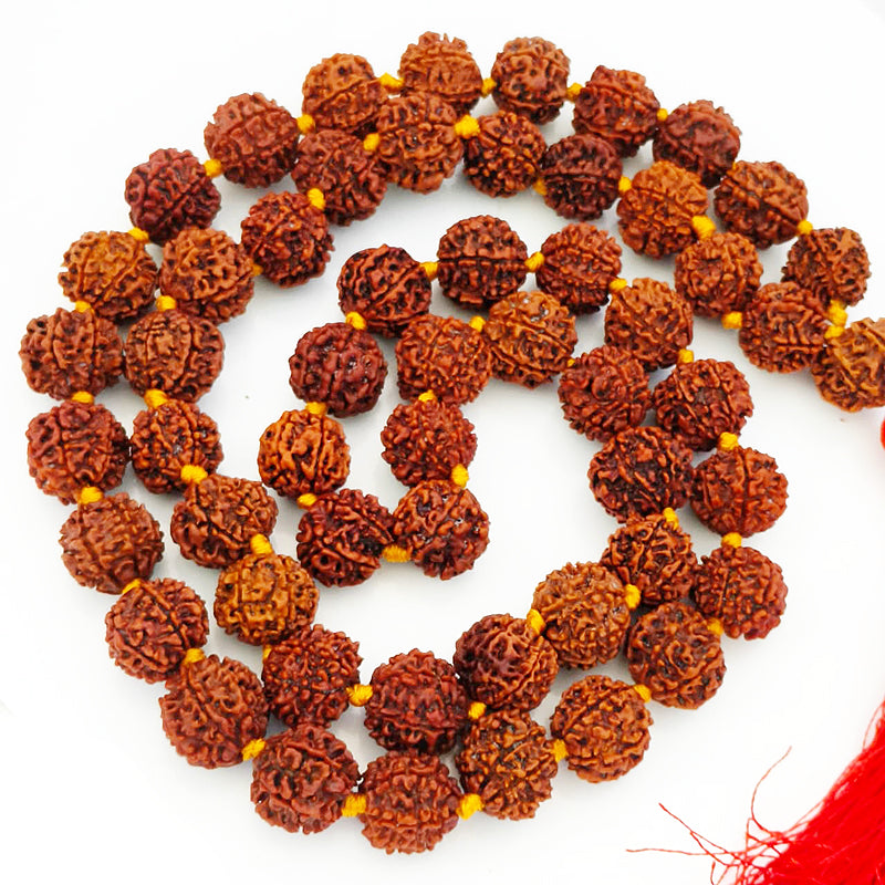 7 Mukhi Rudraksha Nepalese Japa Mala in Thread | 54 Beads Kantha Mala Necklace Seven Mukhi | Meditation Mala Rosary