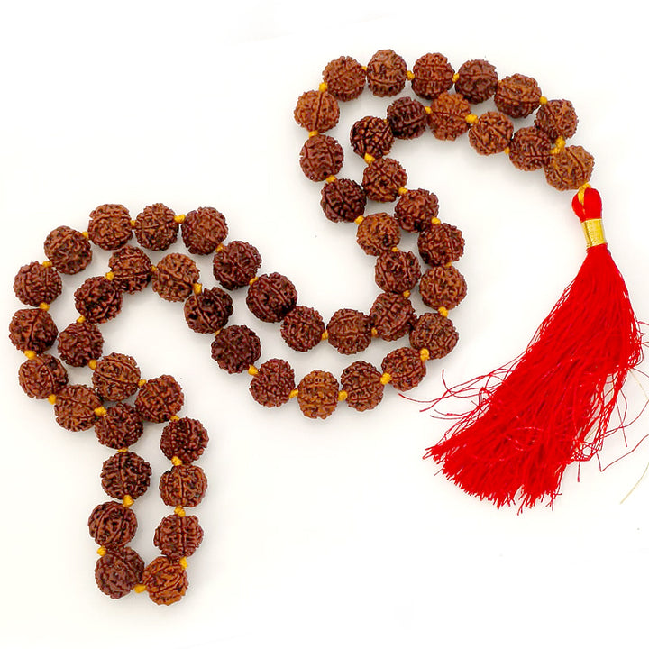 7 Mukhi Rudraksha Nepalese Japa Mala in Thread | 54 Beads Kantha Mala Necklace Seven Mukhi | Meditation Mala Rosary