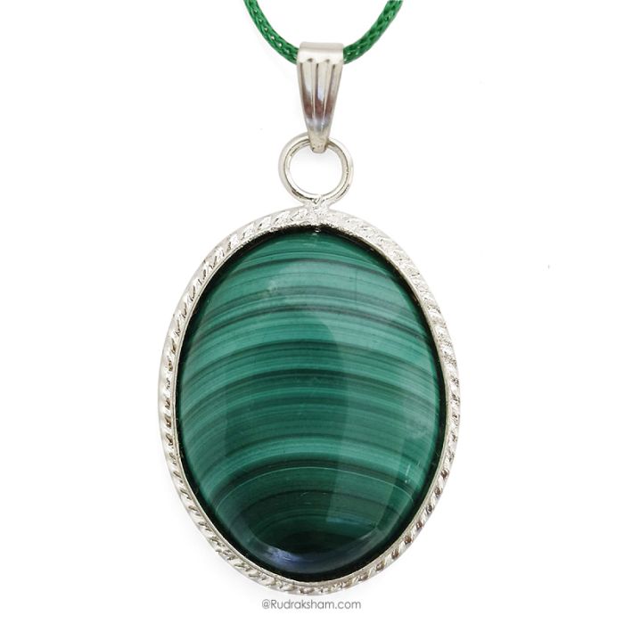 Malachite Stone Pendant Necklace, Original Malachite Pendant in Metal | Malachite Gemstone Chakra Pendant | Malachite Reiki Stone Pendant