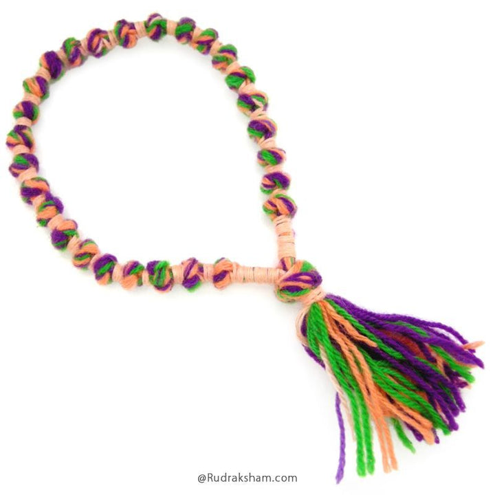 Wool Mala | Woolen mala | Ram wool mala | Handmade Knotted Light Weight Buddhist Wool Mala Rosary 27 Beads 7 - 8 mm | Wool Wrist mala | Wool Mala Bracelet