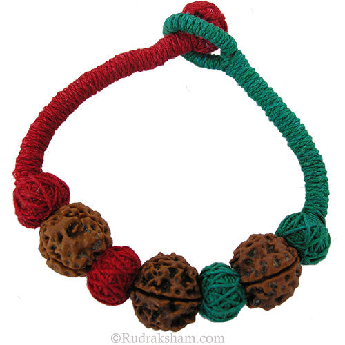  Multi Coloured Rudraksha Education Wrist Band