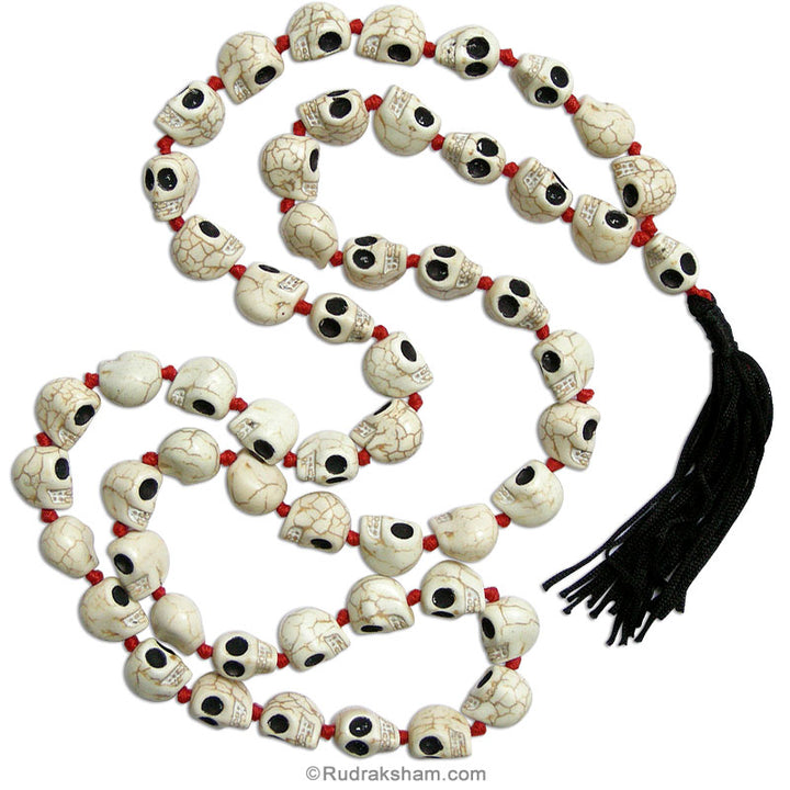  Bone Mala | Kali Mala Rosary | Mund Mala 54 + 1 Beads in Black Thread with Black tassel
