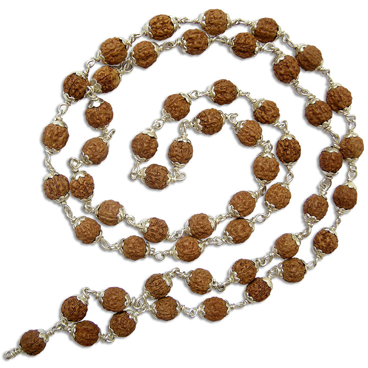 Pathri Rudraksh Pathri-Chikna Rudraksha Rosary 7.5mm in Silver | Java rudraksha Beads ...