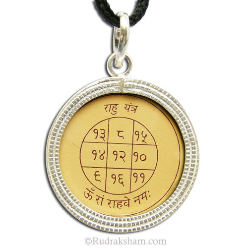  Rahu Locket Yantra Pendant on Bhoj Patra | Siddh Rahu Yantra Locket In Silver | Energised Rahu Planet Yantra Silver Locket