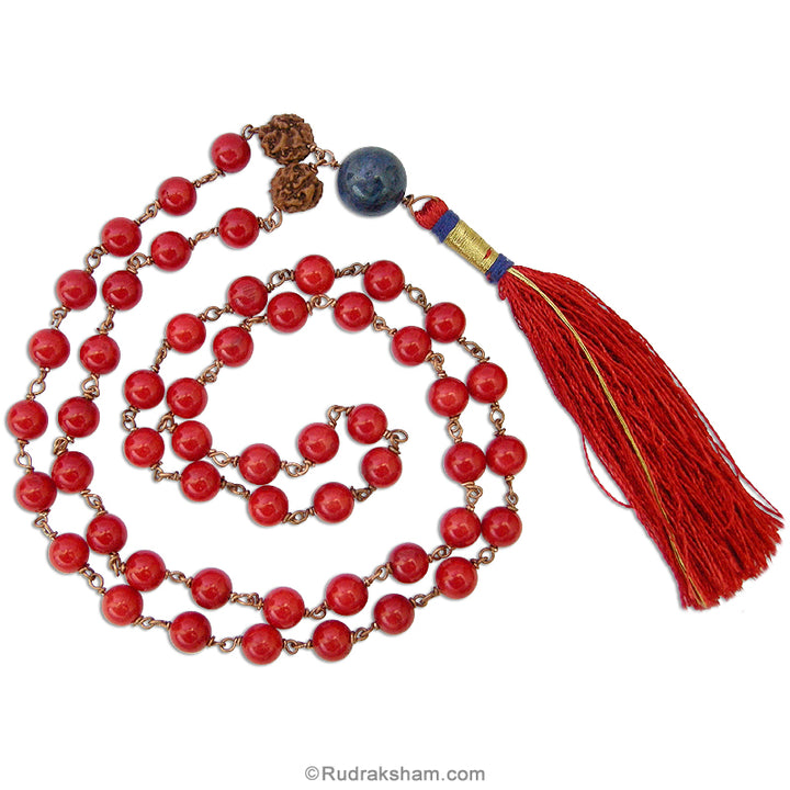 Red Coral Mala in Copper