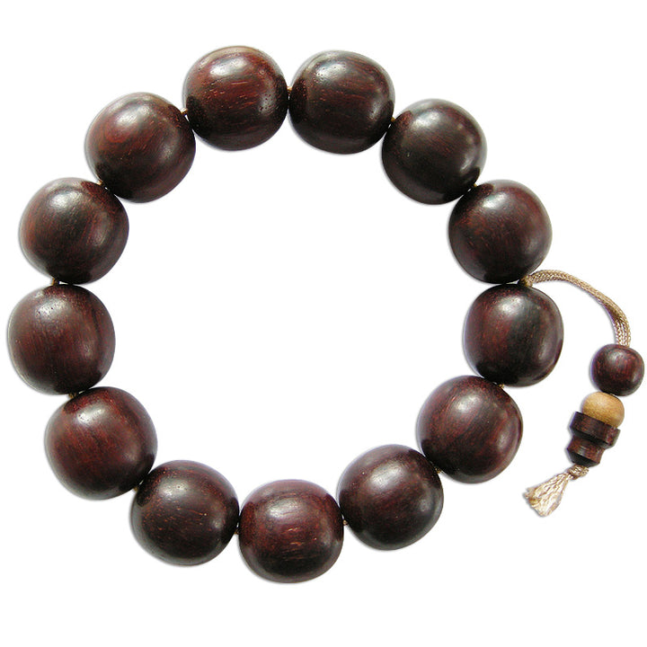 18 mm Red Sandalwood Beads Mala Bracelet | Plain Round Smooth Rakta Chandan Wrist Mala Bracelet