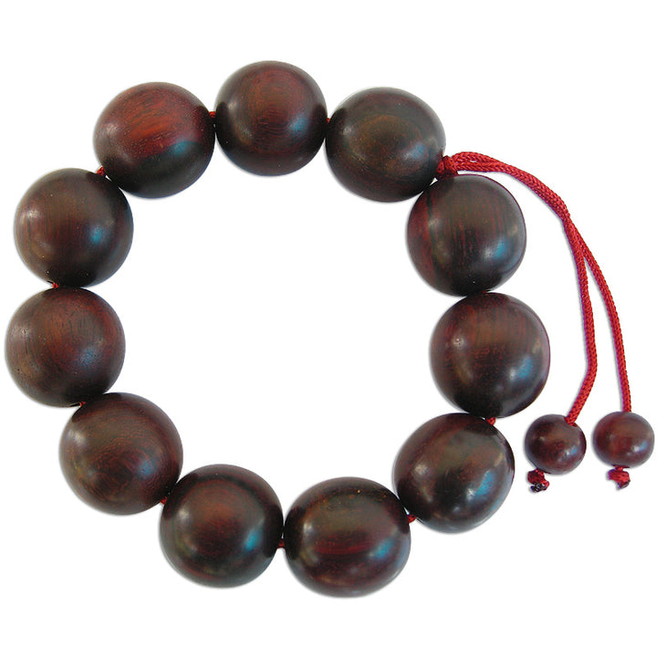21.5mm Red Sandalwood Beads Mala Bracelet | Plain Round Smooth Rakta Chandan Wrist Mala Bracelet