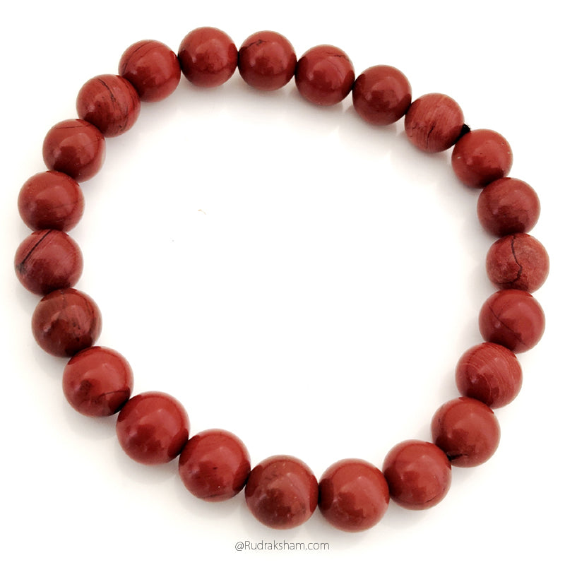  Red Jasper Gemstone Bracelet In Elastic