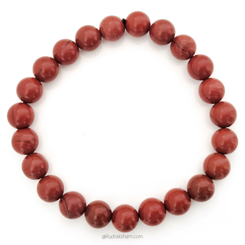  Red Jasper Gemstone Bracelet In Elastic