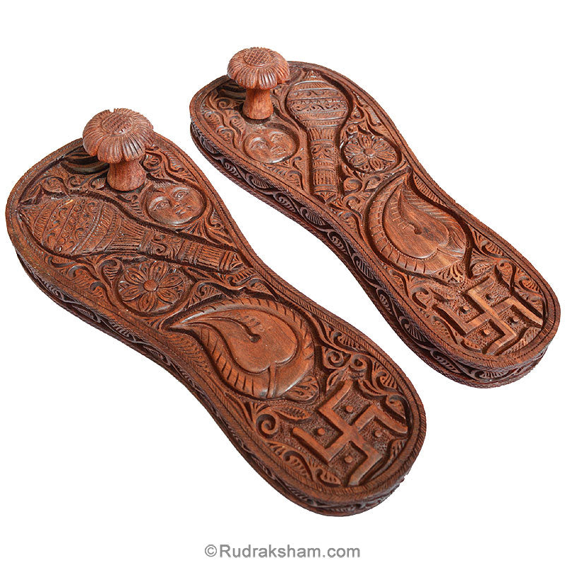  Traditional Rakta Chandan Carved Khadau