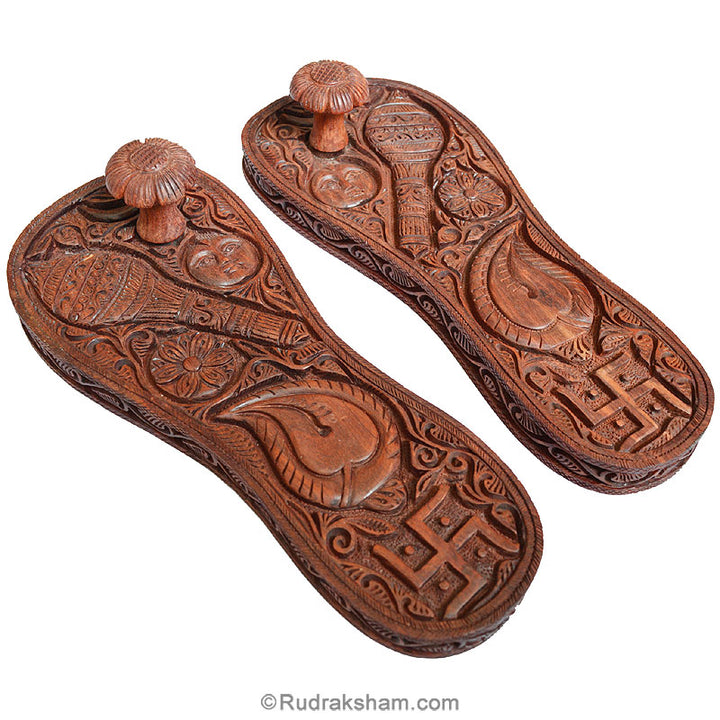  Traditional Rakta Chandan Carved Khadau