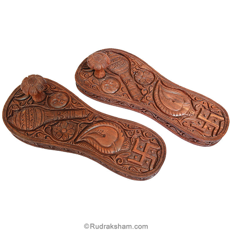  Beautifully Hand Engraved Red Chandan Paduka