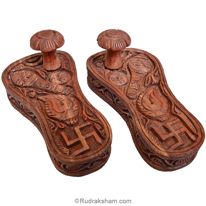  Beautifully Carved Red Chandan Paduka