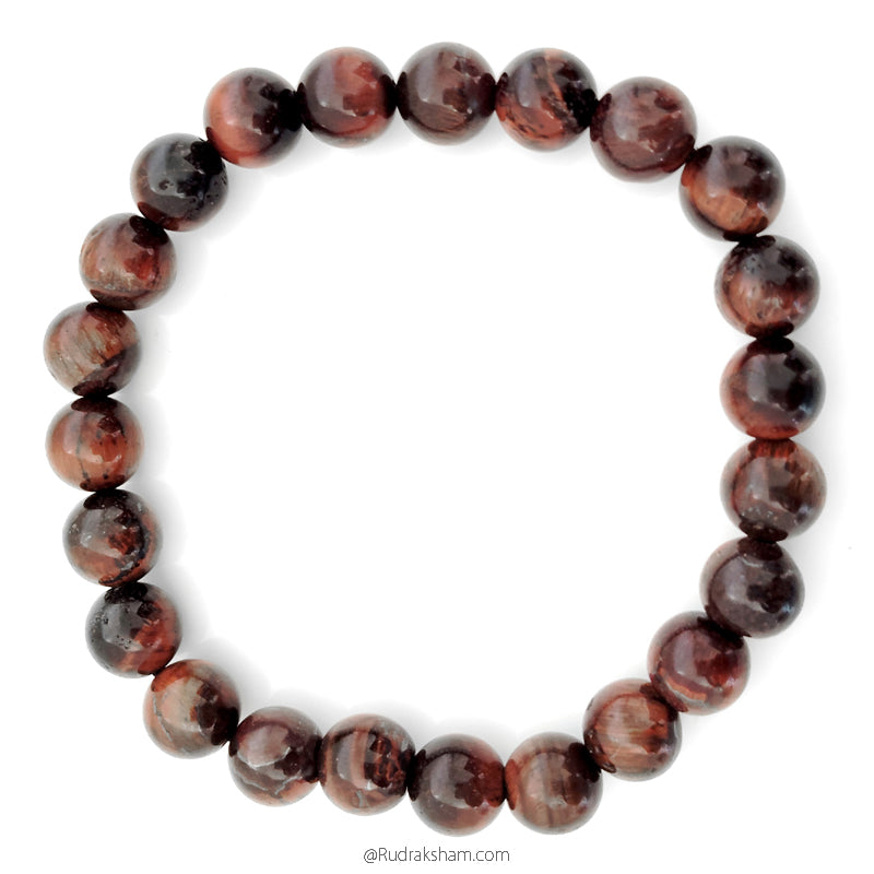 Red Tiger Eye Bracelet In Elastic