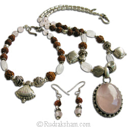 Turquoise - Rudraksha Jewelry Set | Necklace | Bracelet | Earring