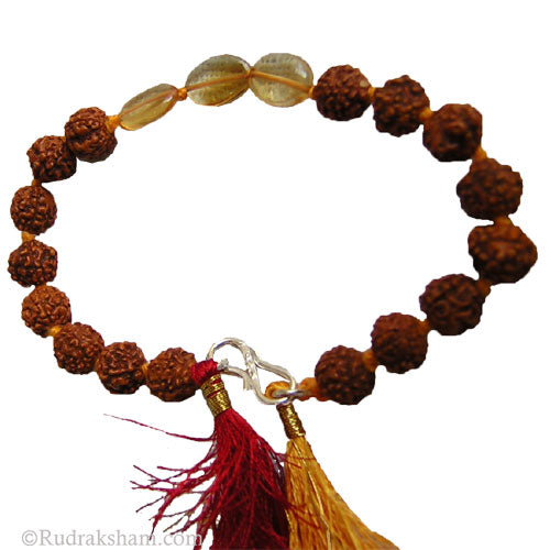 Rudraksha Beads and Golden Topaz Gemstone Bracelet