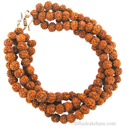 5mm Rudraksha Bracelet | 5 Mukhi Beads 4 Lines Bracelet Wrist Mala in strong Nylon thread & Silver Hook | Five Mukhi Rudraksha 5 Strands Thread Bracelet