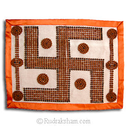 Rudraksha Mat - 4 | Rudraksha Aasana with Swastik Design| Handmade Asana Mat for Meditation | Rudraksha Meditation Mat | Rudraksha Healing Mat