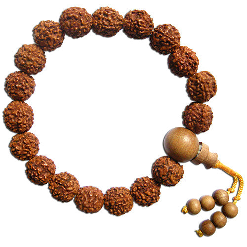 10mm Rudraksha Beads and Sandalwood Chandan Beads Mala Bracelet | Sandalwood Rudraksha Thread Bracelet