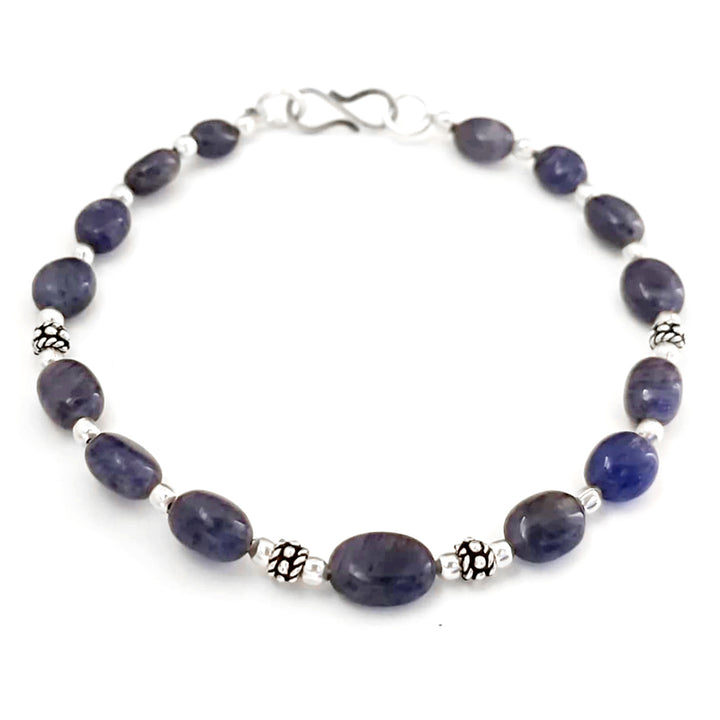 Saturn - Shani Zodiac Bracelet | Blue Sapphire Beads ( Neelam ) Bracelet with Silver Accessories to remove the malefic effects of Saturn / Shani