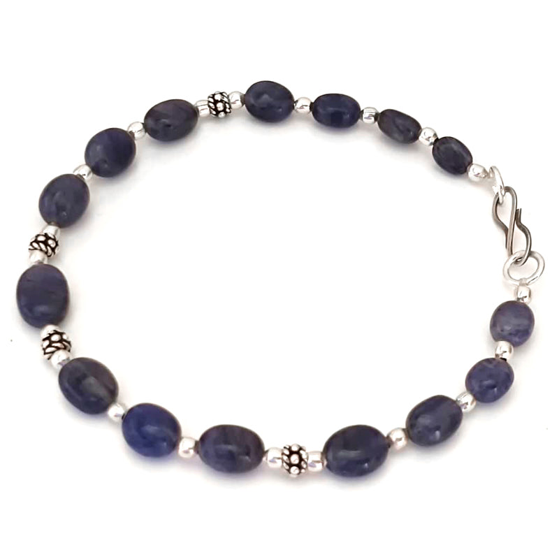 Saturn - Shani Zodiac Bracelet | Blue Sapphire Beads ( Neelam ) Bracelet with Silver Accessories to remove the malefic effects of Saturn / Shani