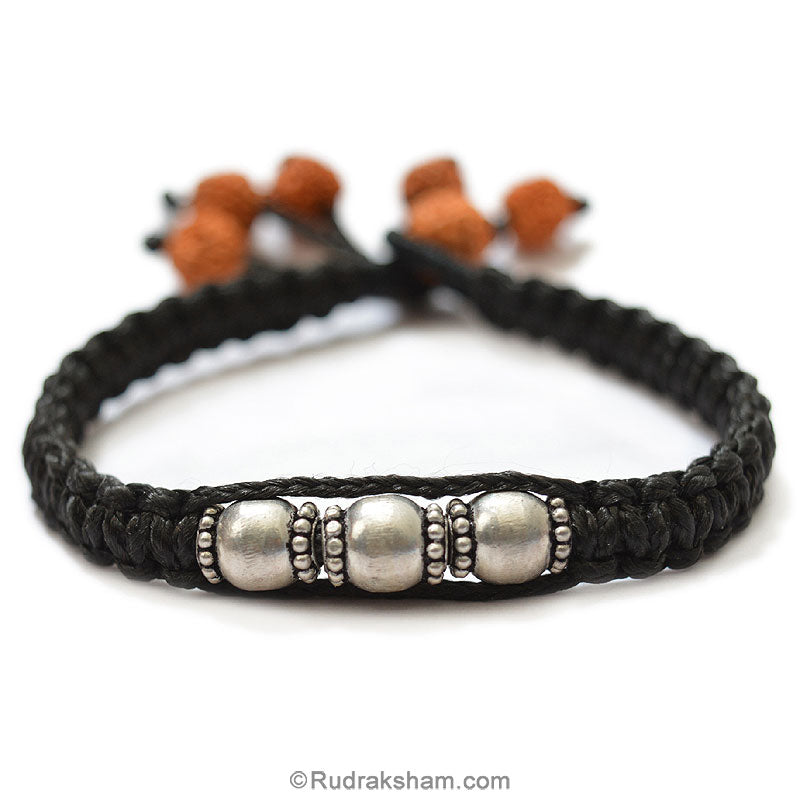 Rudraksha and Silver Beads Bracelet